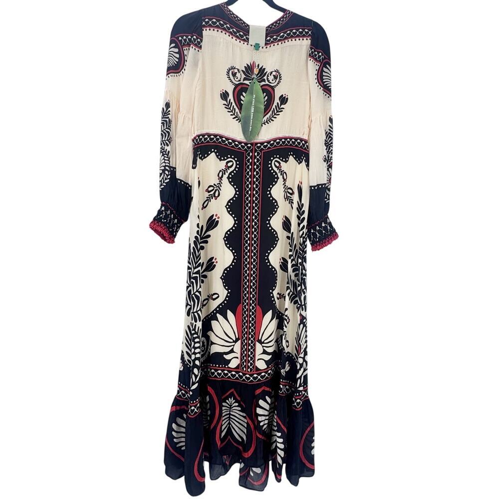 Farm Rio Women's Passion Scarf Black Maxi Dress Green/Cream Women’s Size M NWT - Picture 16 of 16